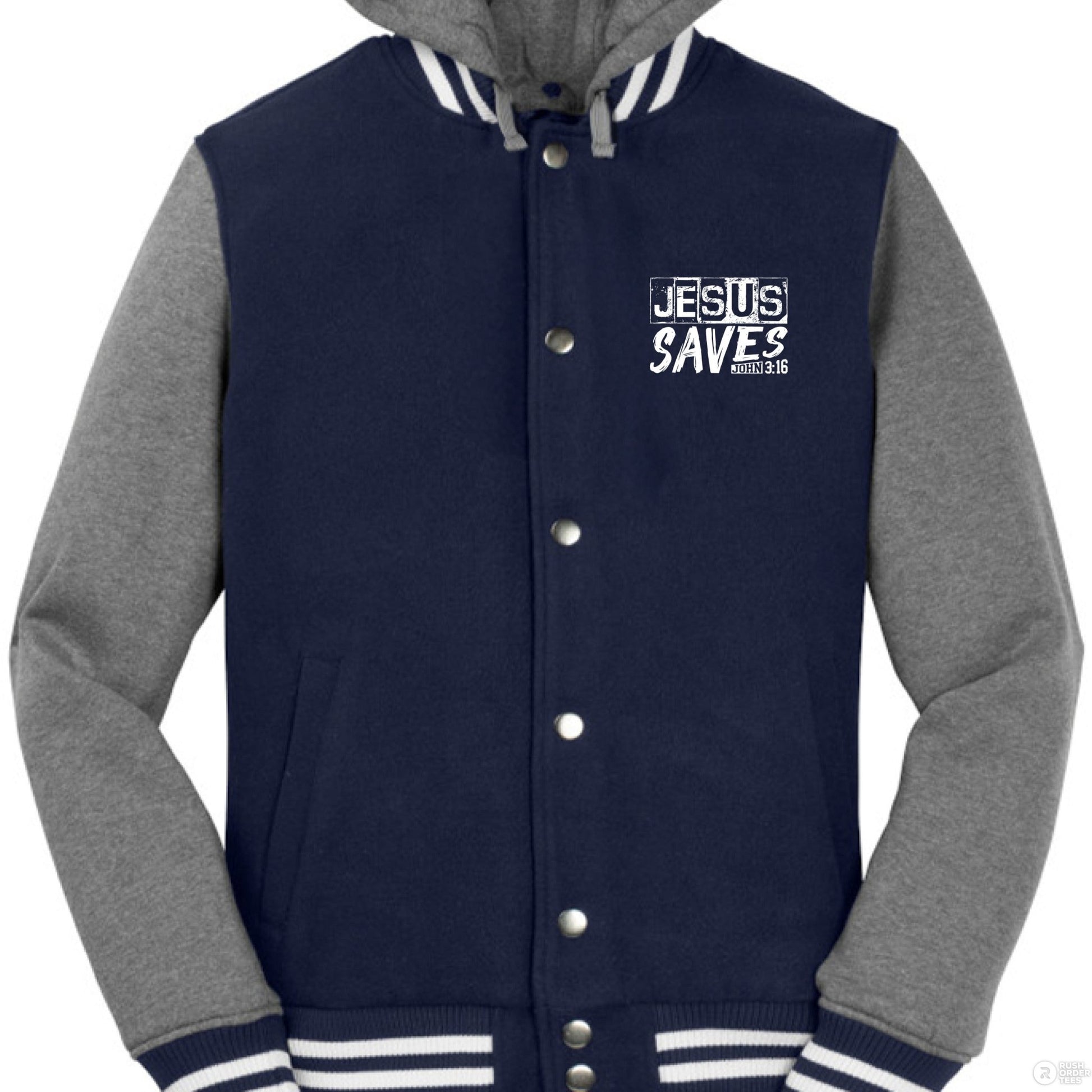 He Saves Men’s Christian Insulated Letterman Jacket - ClaimedbyGodDesigns