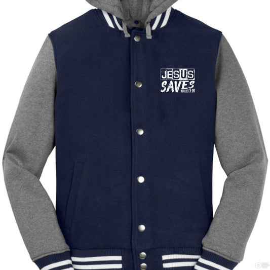 He Saves Men’s Christian Insulated Letterman Jacket - ClaimedbyGodDesigns