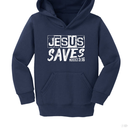 He Saves Toddler Christian Fleece Pullover Hooded Sweatshirt - ClaimedbyGodDesigns