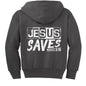 He Saves Youth Christian Full - Zip Fleece Hooded Sweatshirt - ClaimedbyGodDesigns