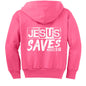 He Saves Youth Christian Full - Zip Fleece Hooded Sweatshirt - ClaimedbyGodDesigns