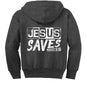He Saves Youth Christian Full - Zip Fleece Hooded Sweatshirt - ClaimedbyGodDesigns