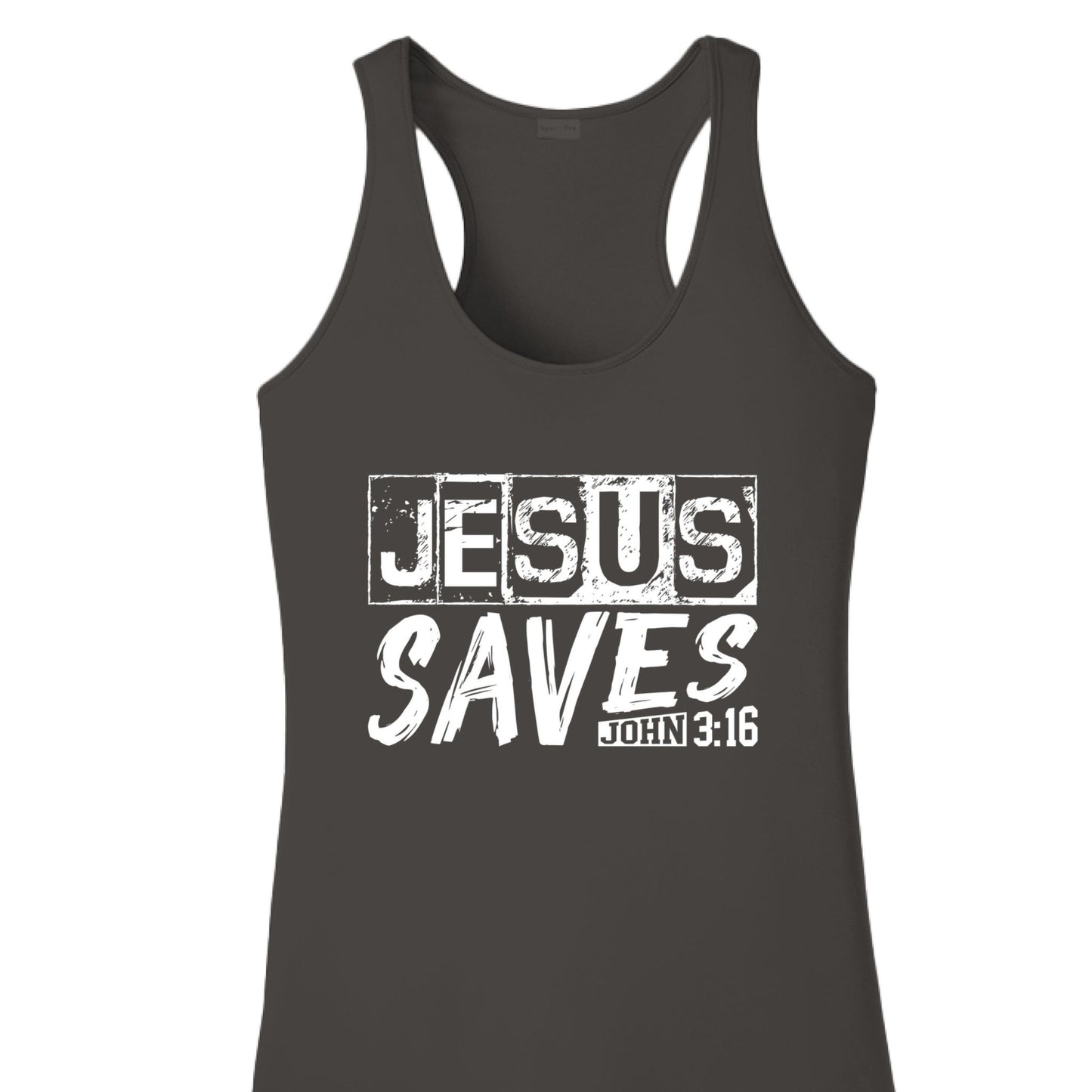 He Saves Women’s Christian Racerback Tank - top - ClaimedbyGodDesigns