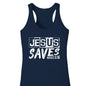 He Saves Women’s Christian Racerback Tank - top - ClaimedbyGodDesigns