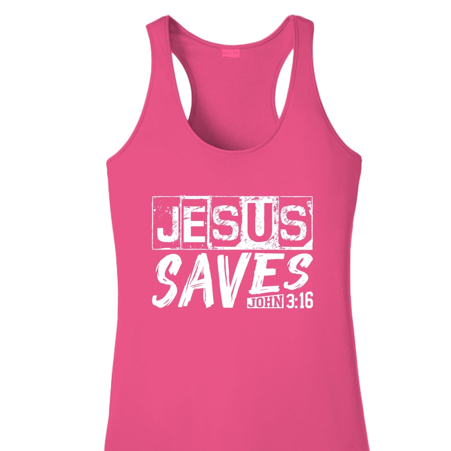 He Saves Women’s Christian Racerback Tank - top - ClaimedbyGodDesigns