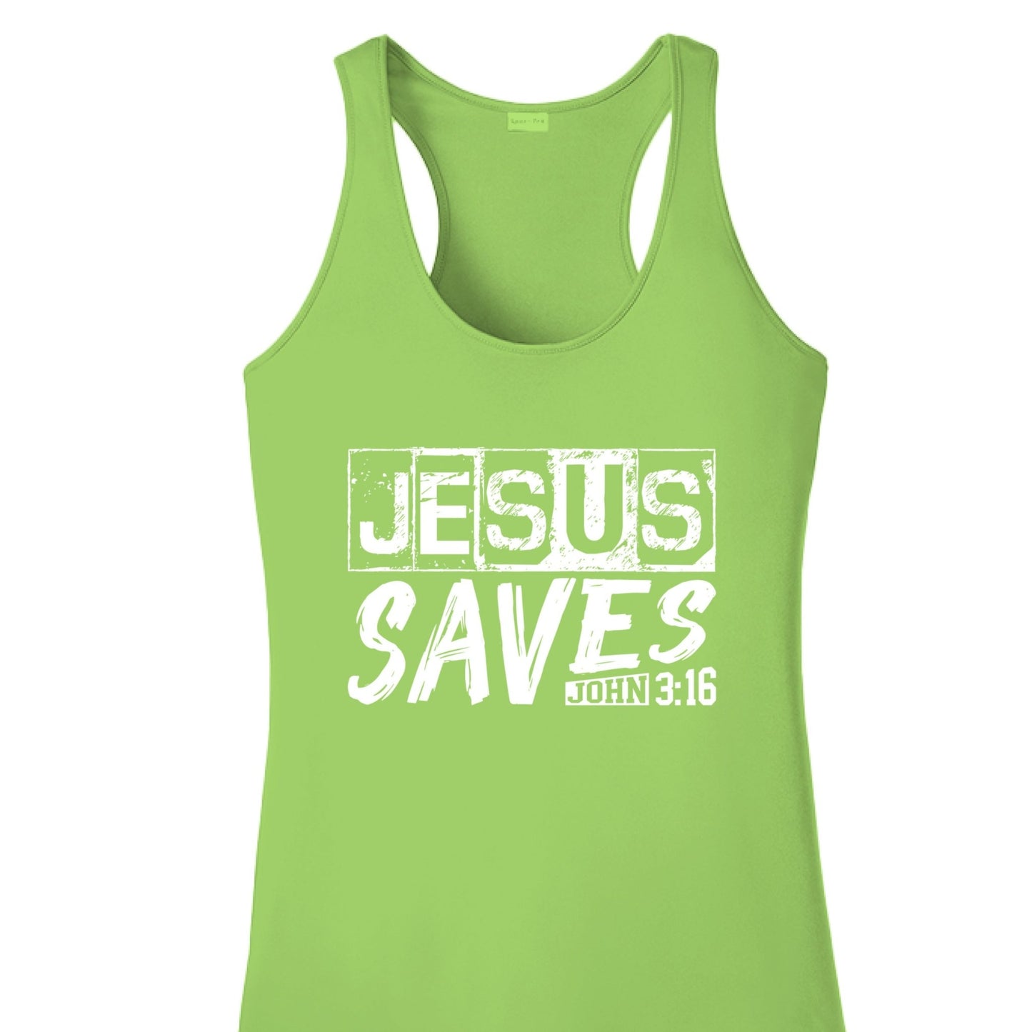 He Saves Women’s Christian Racerback Tank - top - ClaimedbyGodDesigns