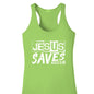 He Saves Women’s Christian Racerback Tank - top - ClaimedbyGodDesigns