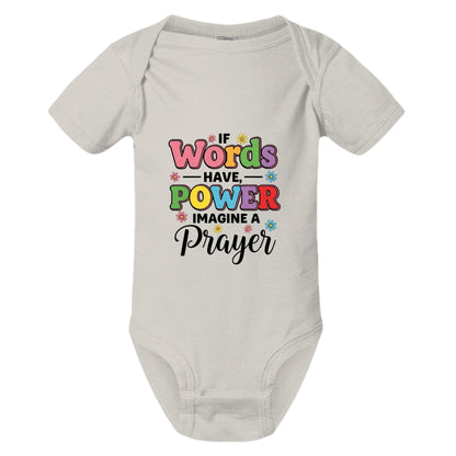 If Words Have Power Imagine A Prayer Christian Baby Jumpsuit - ClaimedbyGodDesigns