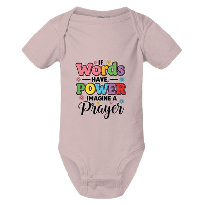 If Words Have Power Imagine A Prayer Christian Baby Jumpsuit - ClaimedbyGodDesigns