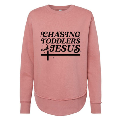 Chasing Toddlers And Him Women’s Christian Pullover Weekend Fleece Sweatshirt - ClaimedbyGodDesigns