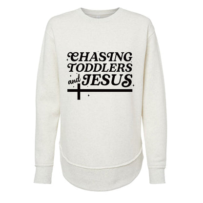 Chasing Toddlers And Him Women’s Christian Pullover Weekend Fleece Sweatshirt - ClaimedbyGodDesigns
