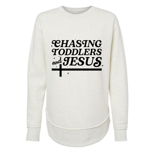 Chasing Toddlers And Him Women’s Christian Pullover Weekend Fleece Sweatshirt - ClaimedbyGodDesigns