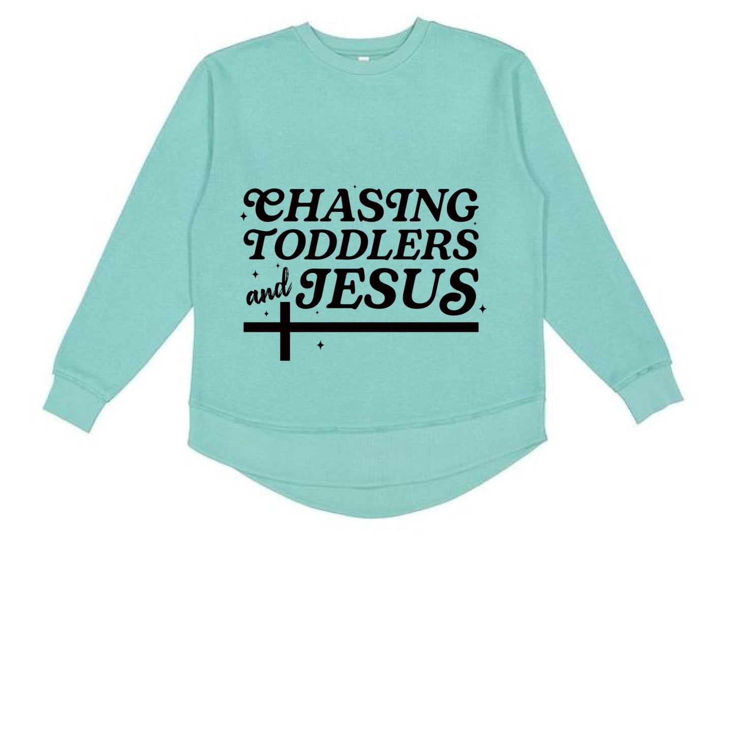 Chasing Toddlers And Him Women’s Christian Pullover Weekend Fleece Sweatshirt - ClaimedbyGodDesigns