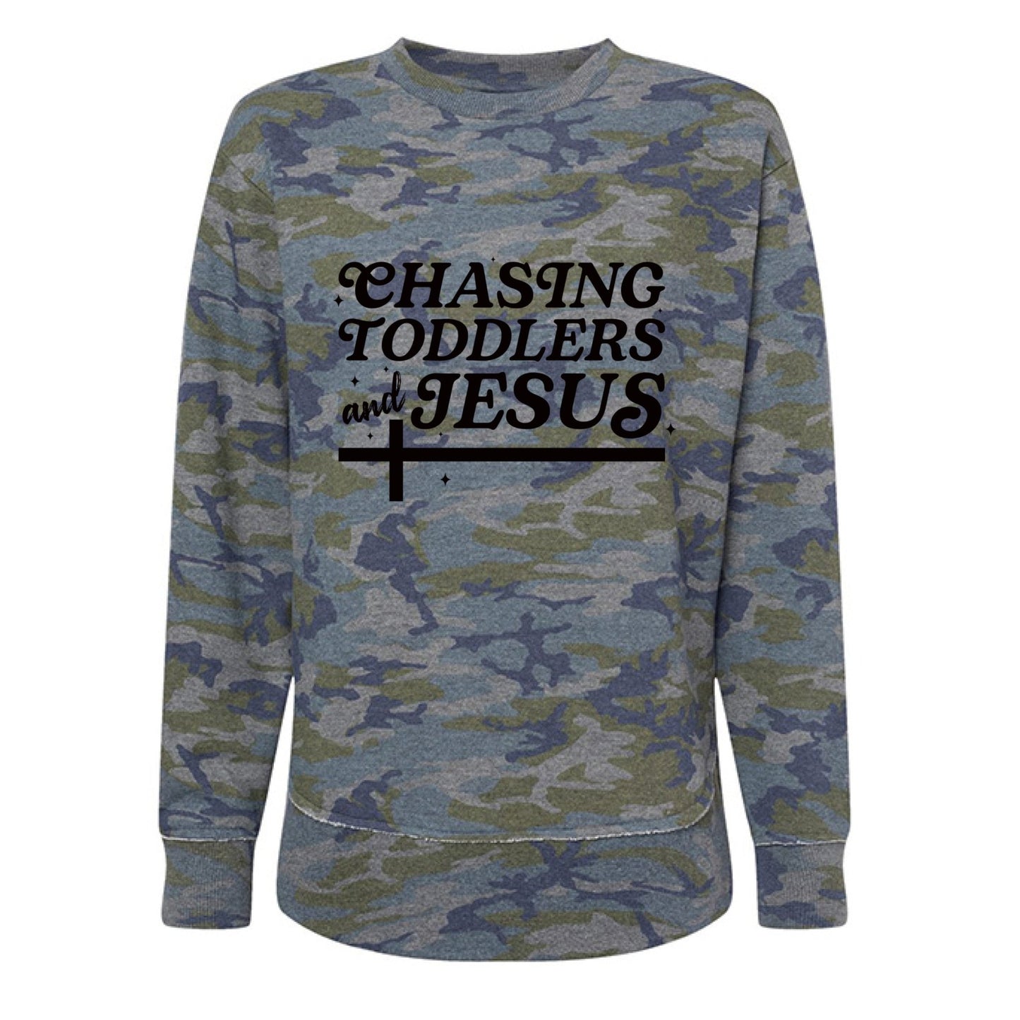 Chasing Toddlers And Him Women’s Christian Pullover Weekend Fleece Sweatshirt - ClaimedbyGodDesigns