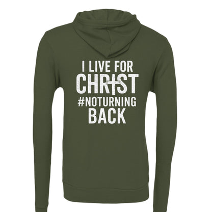 I Live For Him Unisex Christian Fleece Full - zip Hooded Sweatshirt - ClaimedbyGodDesigns