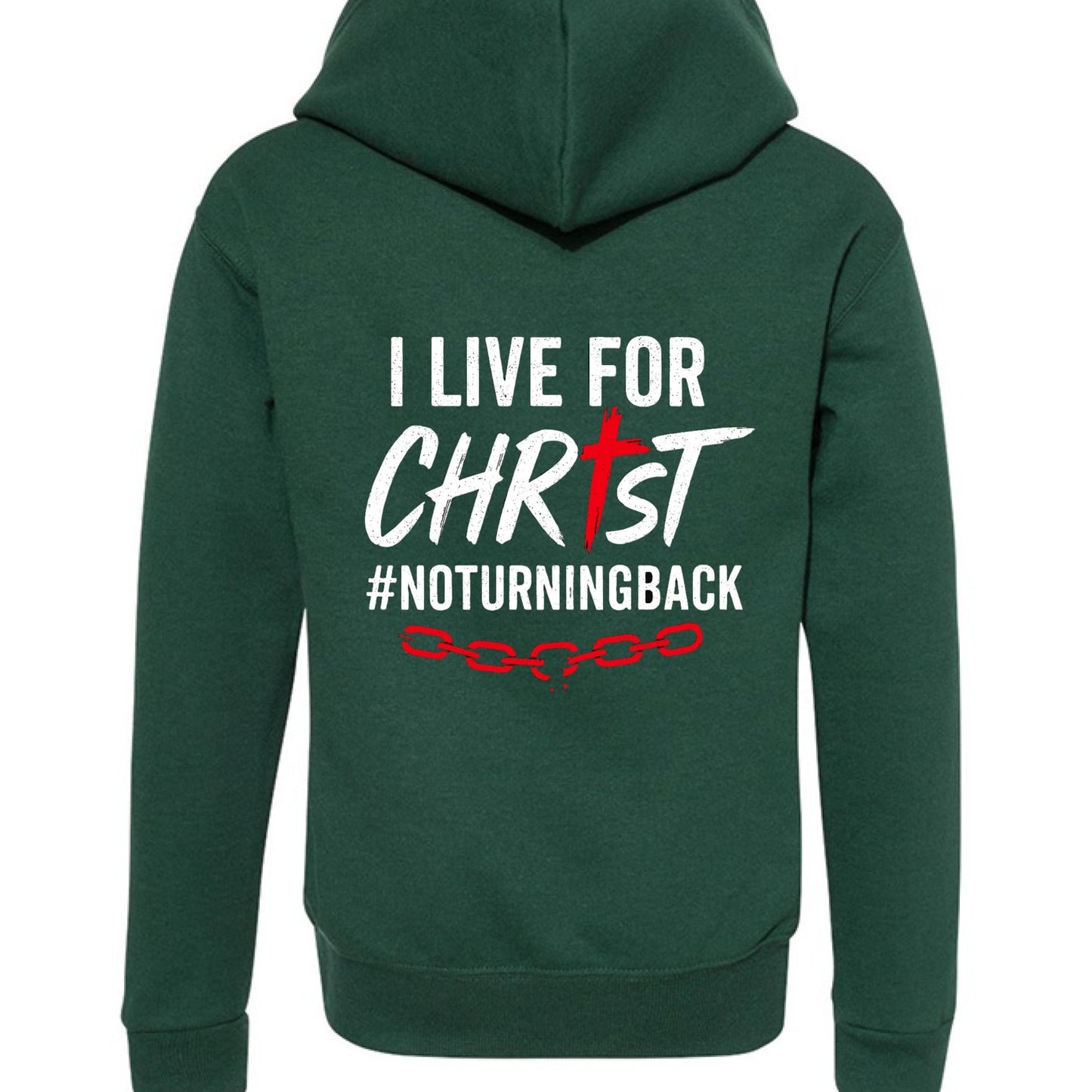 I Live For Him Youth Christian Fleece Full - Zip Hooded Sweatshirt - ClaimedbyGodDesigns