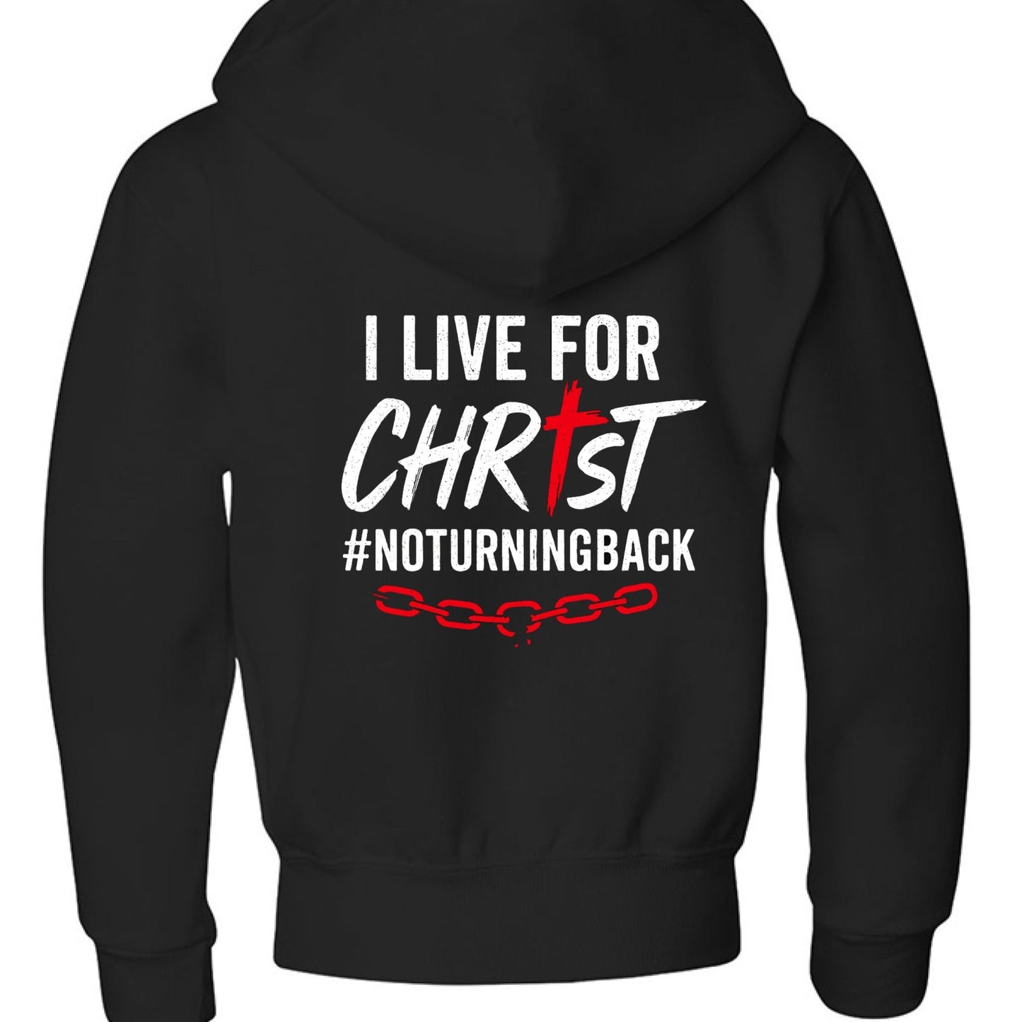 I Live For Him Youth Christian Fleece Full - Zip Hooded Sweatshirt - ClaimedbyGodDesigns