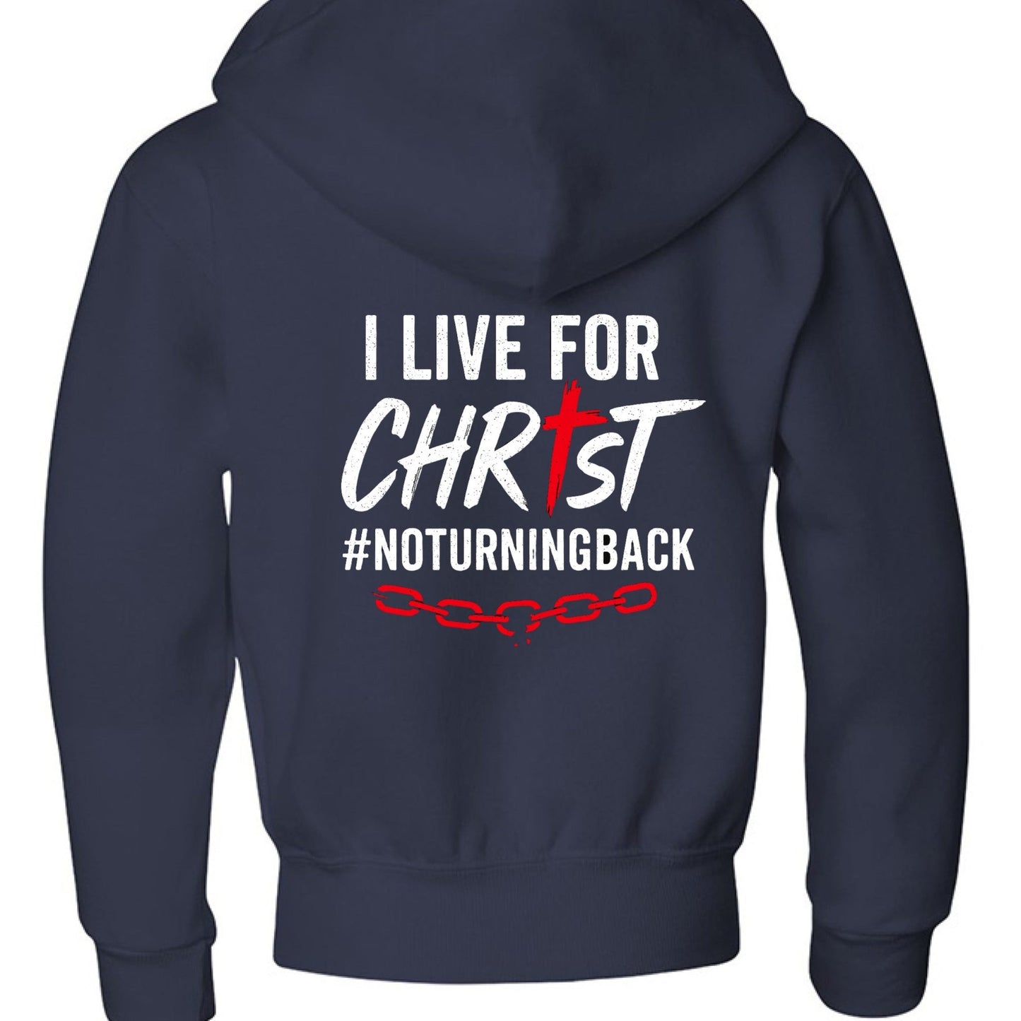I Live For Him Youth Christian Fleece Full - Zip Hooded Sweatshirt - ClaimedbyGodDesigns