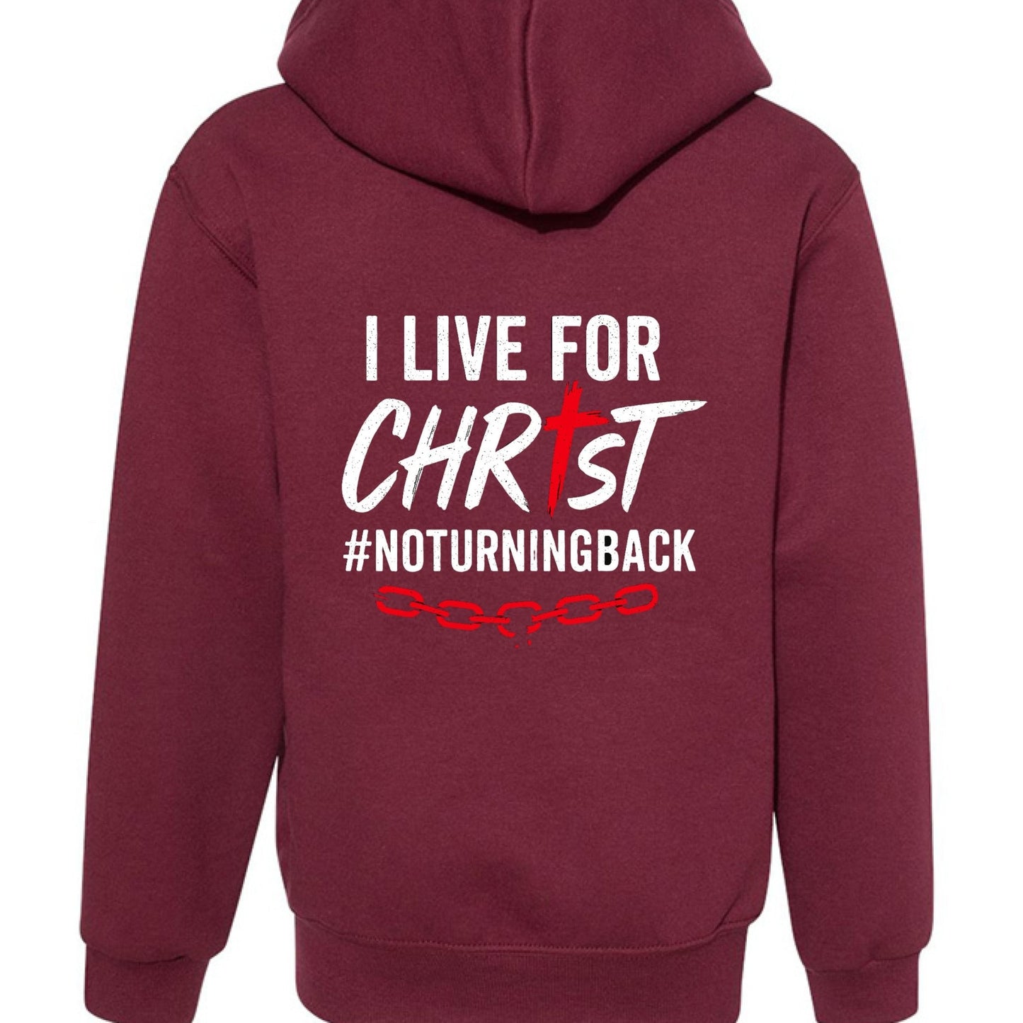 I Live For Him Youth Christian Fleece Full - Zip Hooded Sweatshirt - ClaimedbyGodDesigns