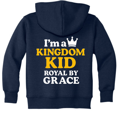 I'm A Kingdom Kid Royal by Grace Toddler Christian Pullover Hooded Sweatshirt - ClaimedbyGodDesigns