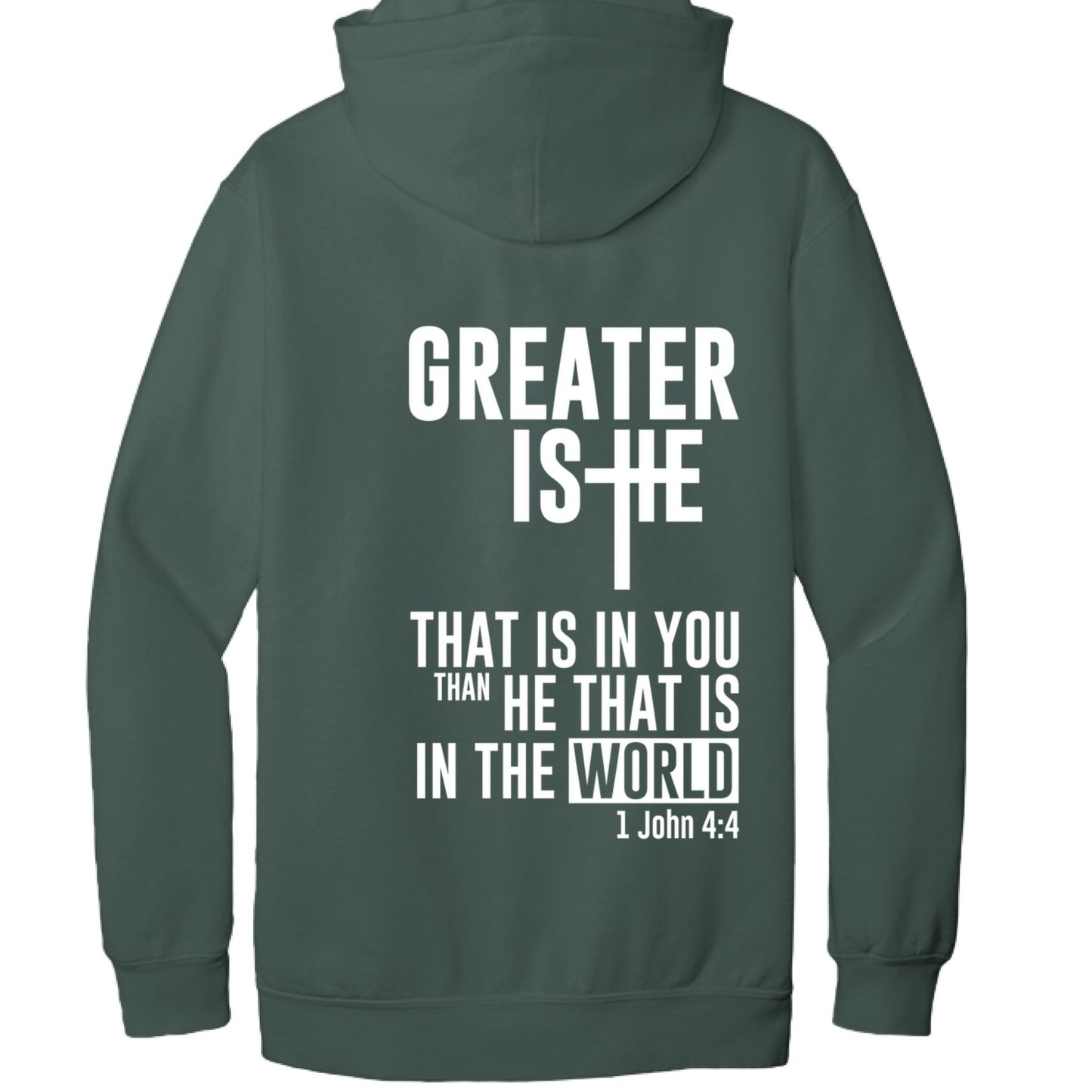 Greater Is He Unisex Christian Pullover Hooded Sweatshirt - ClaimedbyGodDesigns