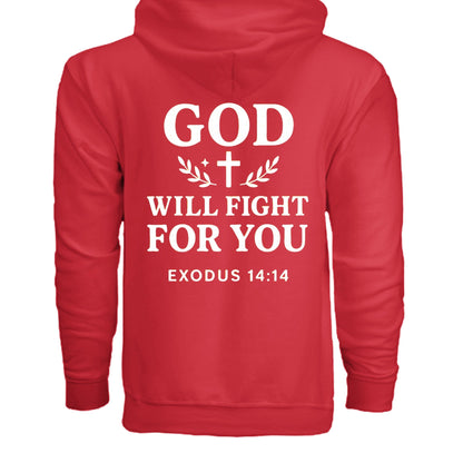 He Will Fight For You Unisex Christian Full - zip Hooded Sweatshirt - ClaimedbyGodDesigns