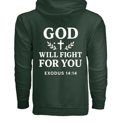 He Will Fight For You Unisex Christian Full - zip Hooded Sweatshirt - ClaimedbyGodDesigns