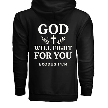 He Will Fight For You Unisex Christian Full - zip Hooded Sweatshirt - ClaimedbyGodDesigns