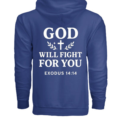 He Will Fight For You Unisex Christian Full - zip Hooded Sweatshirt - ClaimedbyGodDesigns