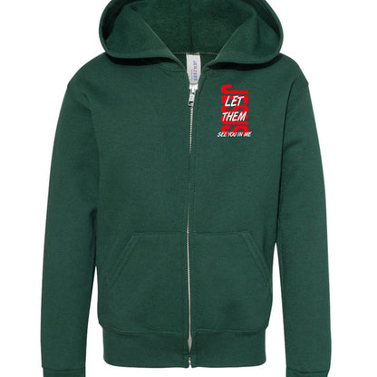 Let Them See You In Me Youth Christian Full - Zip Hooded Sweatshirt - ClaimedbyGodDesigns