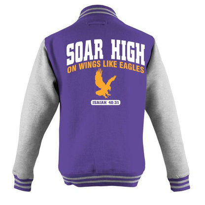 Soar High Men’s Christian Heavyweight Letterman Jacket - ClaimedbyGodDesigns