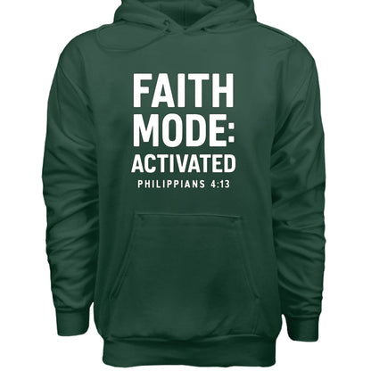 Faith Mode Activated Unisex Christian Pullover Hooded Sweatshirt - ClaimedbyGodDesigns