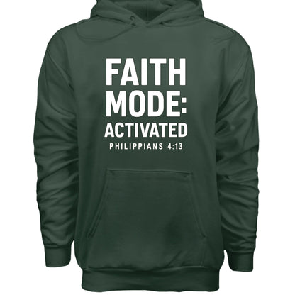 Faith Mode Activated Unisex Christian Pullover Hooded Sweatshirt - ClaimedbyGodDesigns