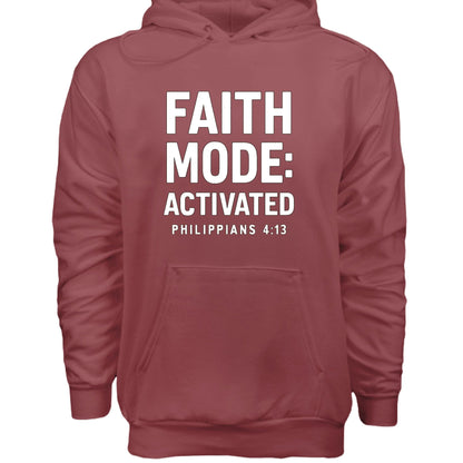 Faith Mode Activated Unisex Christian Pullover Hooded Sweatshirt - ClaimedbyGodDesigns