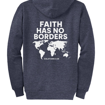 Faith Has No Borders Unisex Christian Full - Zip Hooded Sweatshirt - ClaimedbyGodDesigns