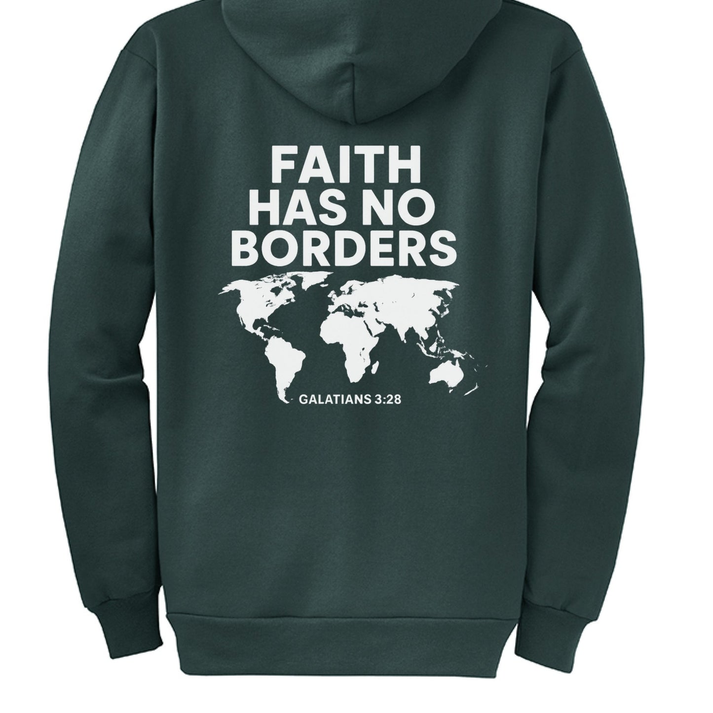 Faith Has No Borders Unisex Christian Full - Zip Hooded Sweatshirt - ClaimedbyGodDesigns