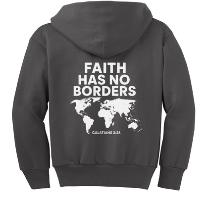 Faith has no borders Youth Christian Full - Zip Hooded Sweatshirt - ClaimedbyGodDesigns