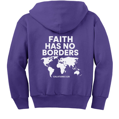 Faith has no borders Youth Christian Full - Zip Hooded Sweatshirt - ClaimedbyGodDesigns