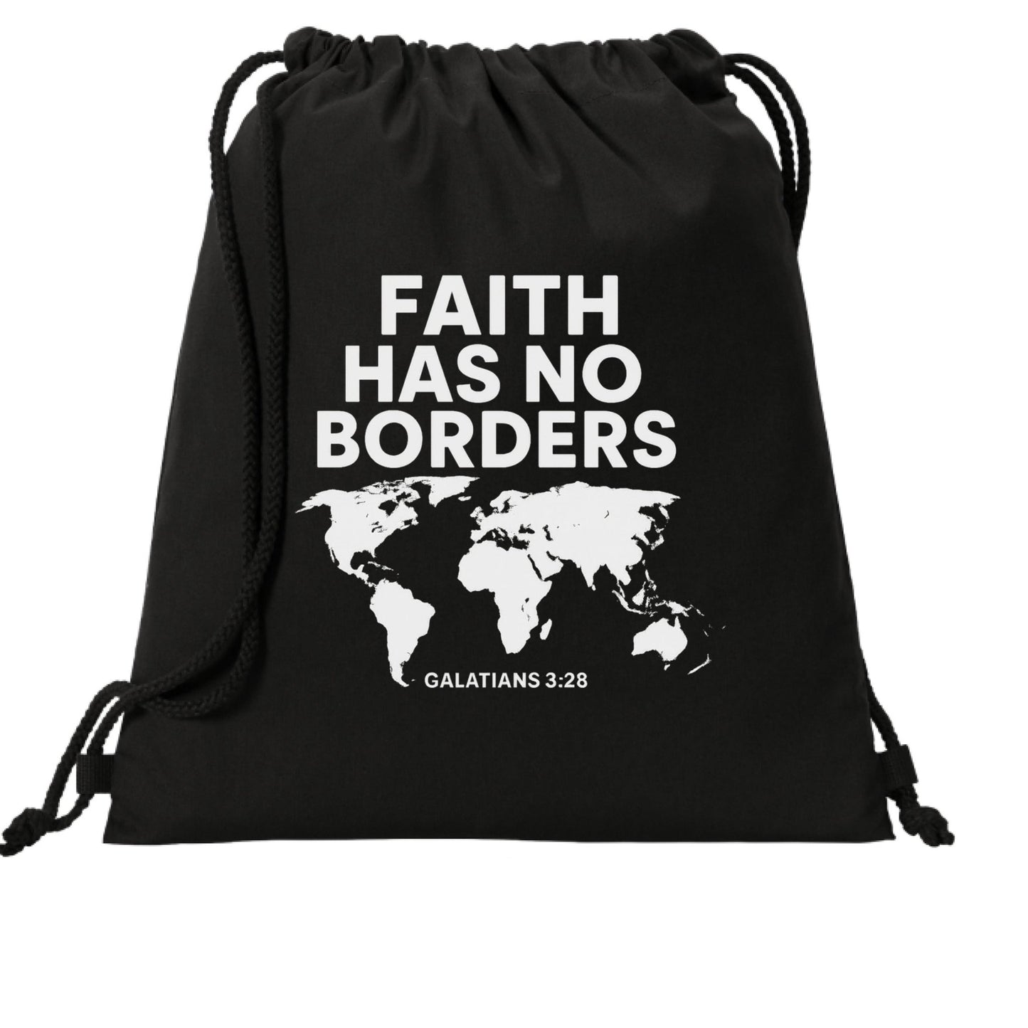 Faith Has No Borders Christian Drawstring Bag - ClaimedbyGodDesigns