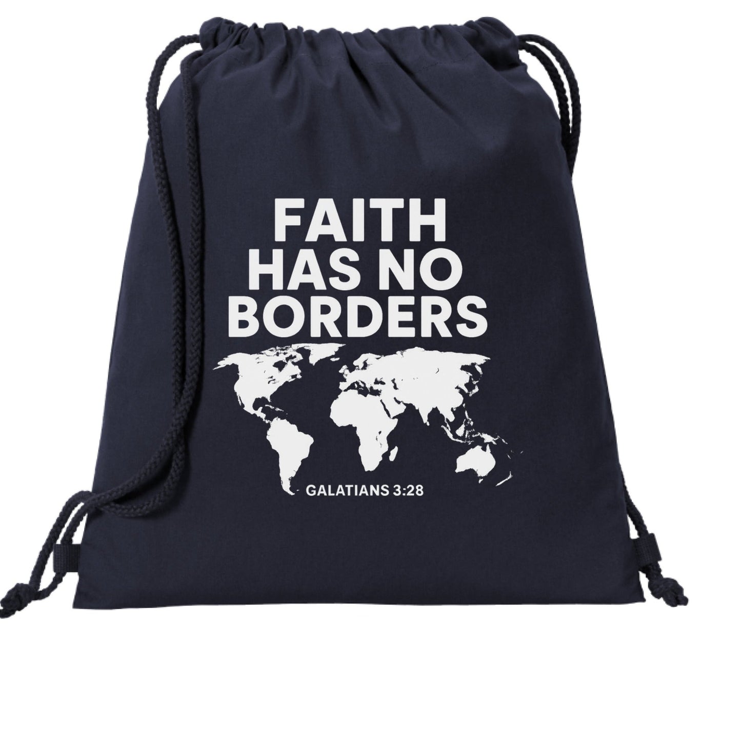 Faith Has No Borders Christian Drawstring Bag - ClaimedbyGodDesigns