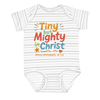 Tiny But Mighty Baby Christian Jumpsuit - ClaimedbyGodDesigns