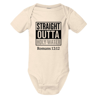 Straight Outta Holy Water Baby Christian Jumpsuit - ClaimedbyGodDesigns
