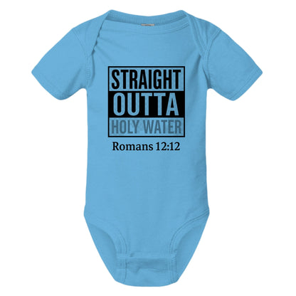 Straight Outta Holy Water Baby Christian Jumpsuit - ClaimedbyGodDesigns