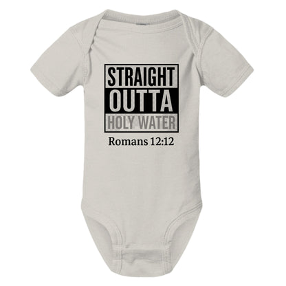 Straight Outta Holy Water Baby Christian Jumpsuit - ClaimedbyGodDesigns