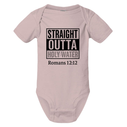Straight Outta Holy Water Baby Christian Jumpsuit - ClaimedbyGodDesigns