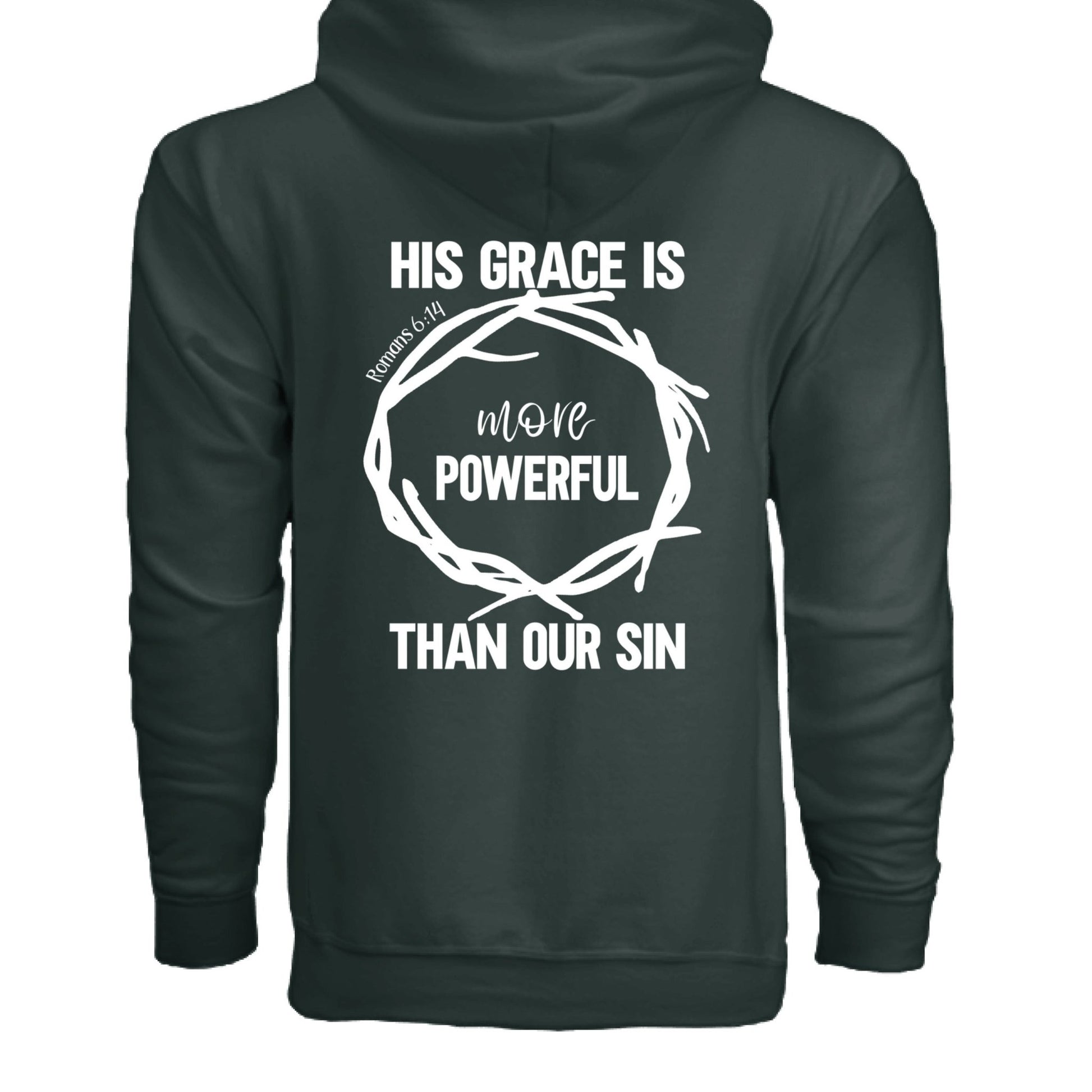 His Grace Is More Powerful Unisex Christian Full - Zip Hooded Sweatshirt - ClaimedbyGodDesigns