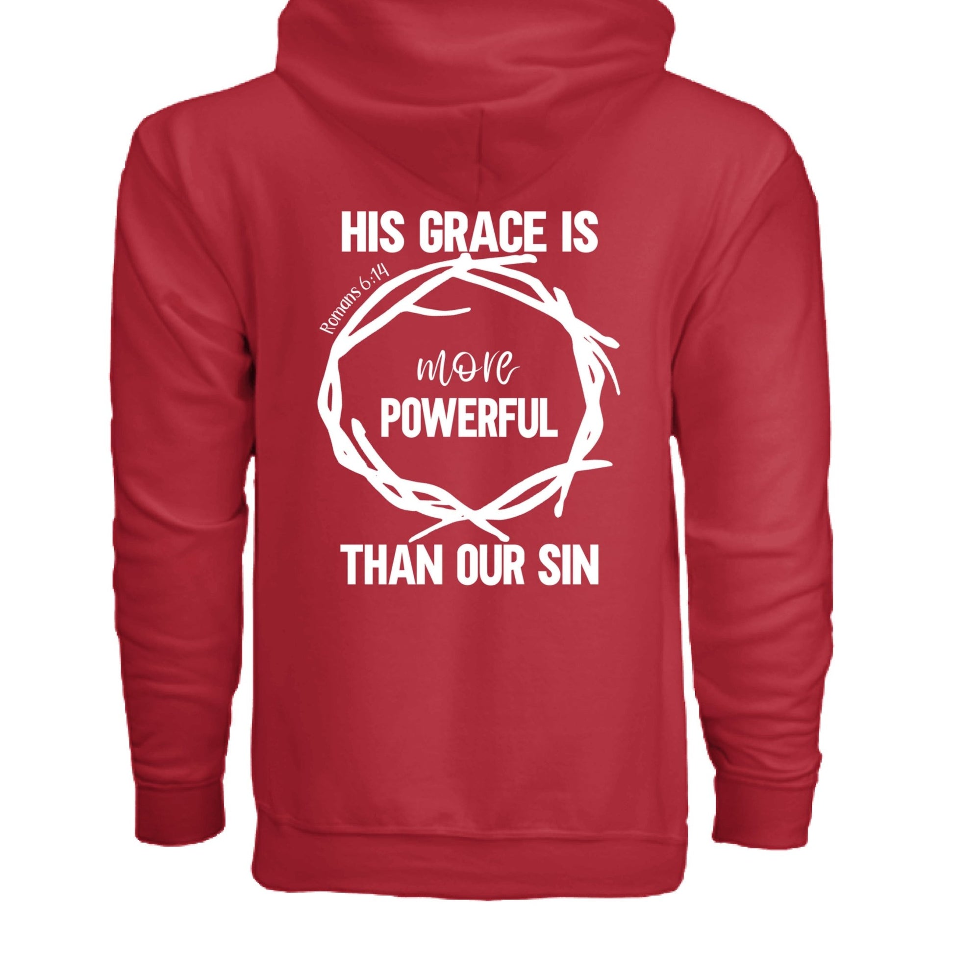 His Grace Is More Powerful Unisex Christian Full - Zip Hooded Sweatshirt - ClaimedbyGodDesigns
