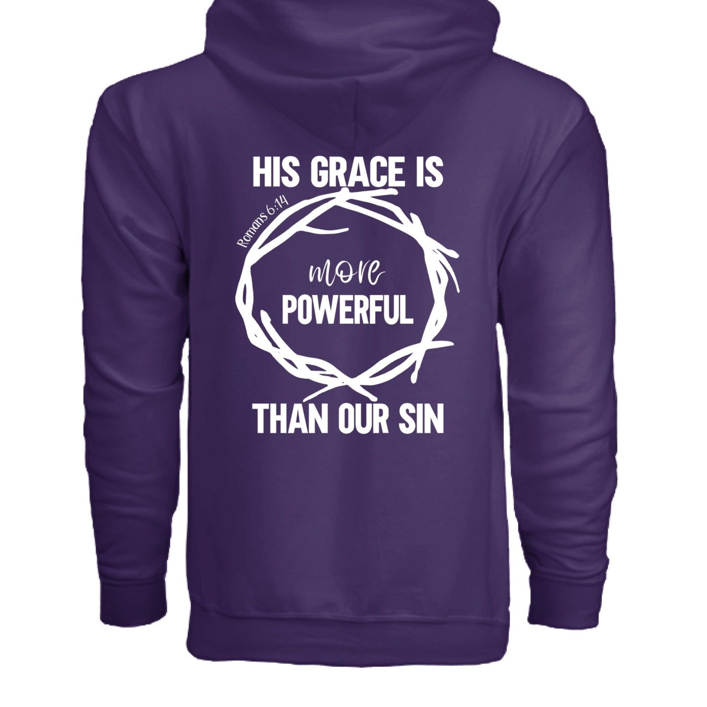 His Grace Is More Powerful Unisex Christian Full - Zip Hooded Sweatshirt - ClaimedbyGodDesigns