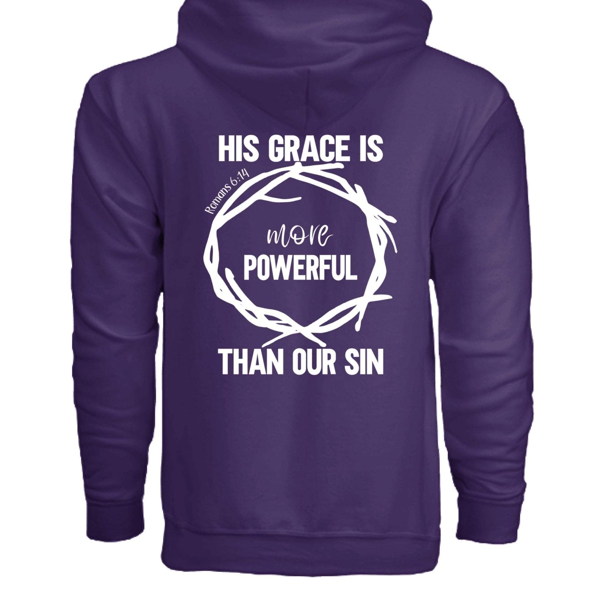 His Grace Is More Powerful Unisex Christian Full - Zip Hooded Sweatshirt - ClaimedbyGodDesigns