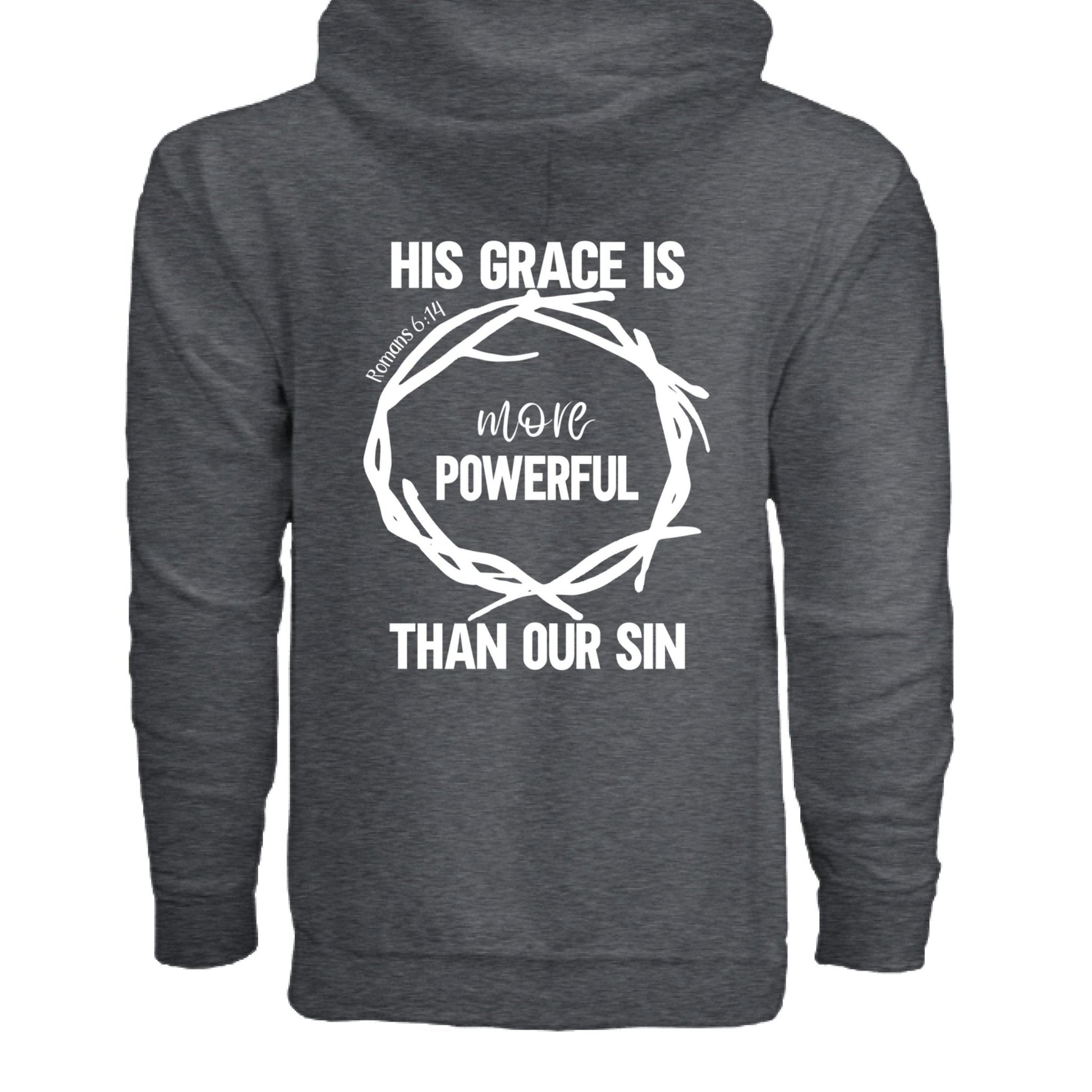 His Grace Is More Powerful Unisex Christian Full - Zip Hooded Sweatshirt - ClaimedbyGodDesigns